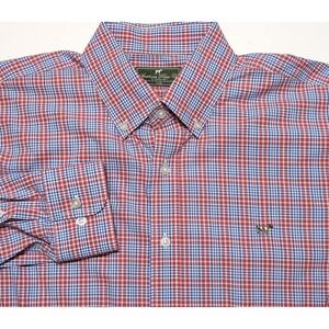SOUTHERN POINT Co. Hadley Long Sleeve Button Shirt Red Blue Plaid Large L
